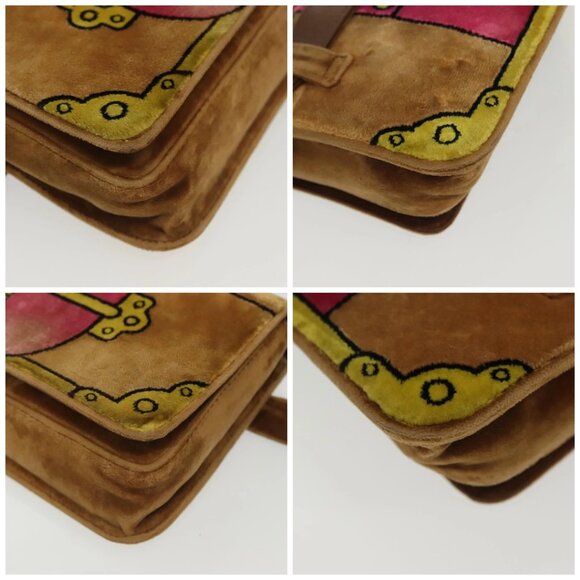 PRADA Chain Kaye Shoulder Bag Velor Beige Gold Auth 141360 - Picture 14 of 16